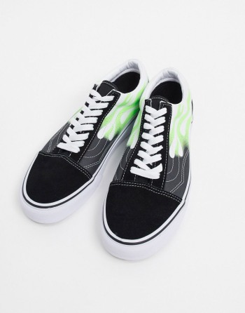 Vans Old Skool Flame Crne Zelene - Muške Tenisice | 07685ONGS